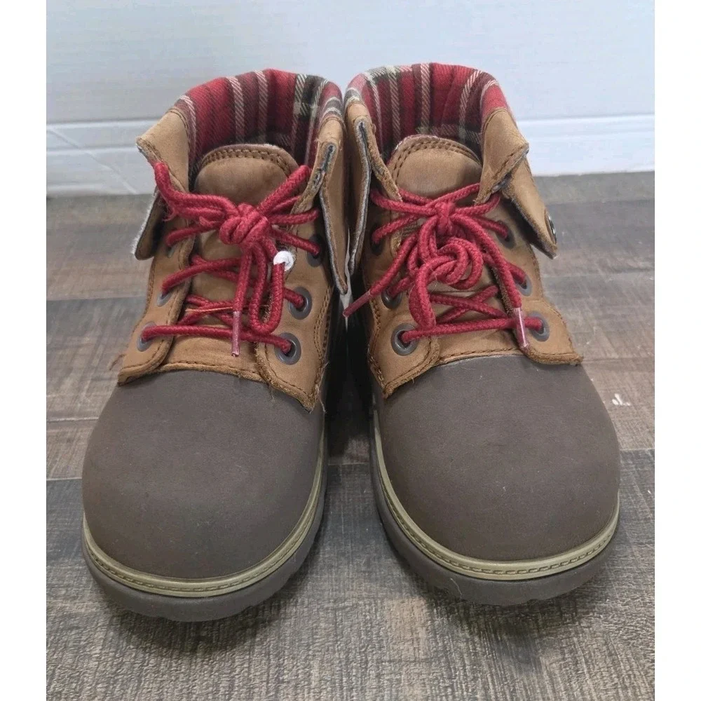 Crocs‎ 11443 Cobbler Plaid Lined Foldover Lace Up Ankle Boots Child 12